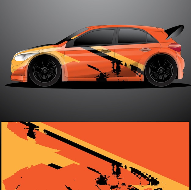 Rally car decal graphic wrap vector abstract background