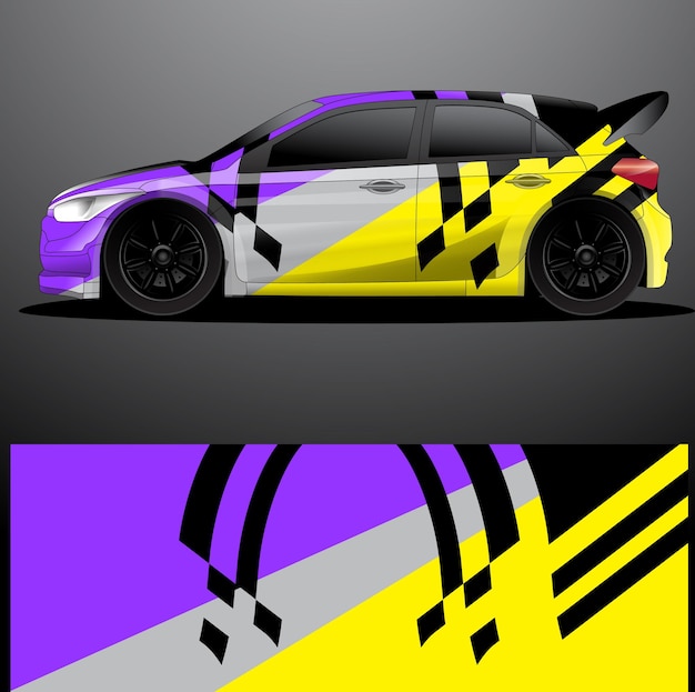 Rally car decal graphic wrap vector abstract background