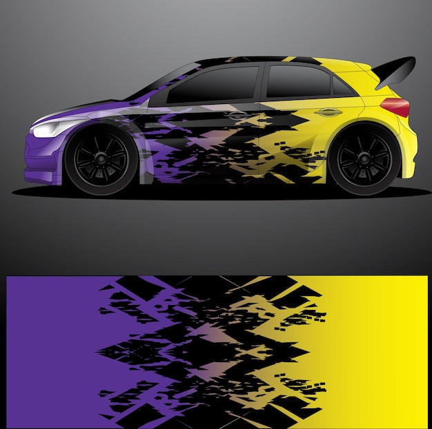 Rally car decal graphic wrap vector abstract background