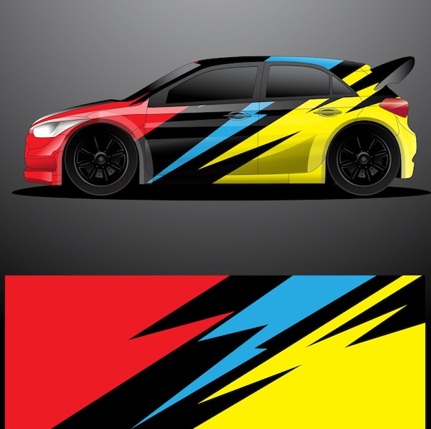 Rally car decal graphic wrap vector abstract background