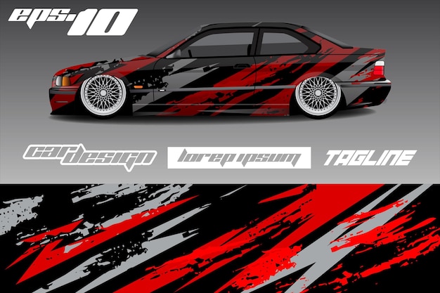 Vector rally racewagen inwikkeling stickerontwerp