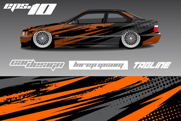 rally racewagen inwikkeling stickerontwerp