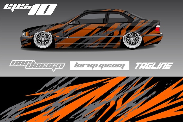 Vector rally racing car wrapping sticker design