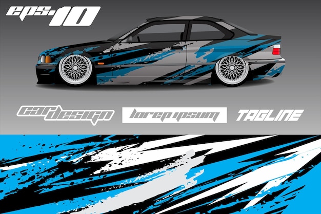 Vector rally racing car wrapping sticker design