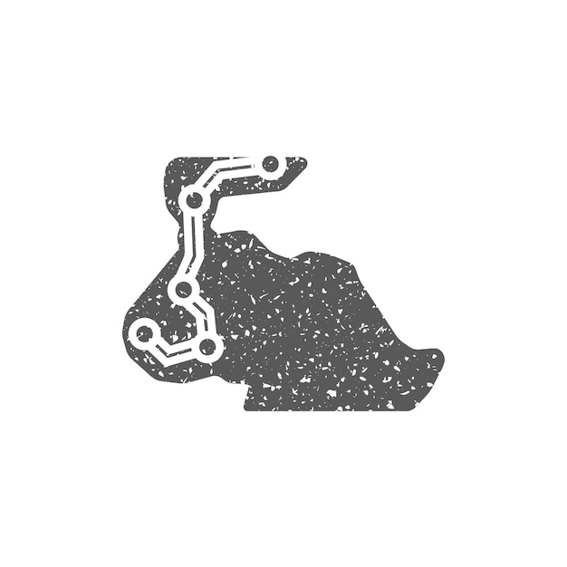 Rally route kaartpictogram in grunge textuur vectorillustratie