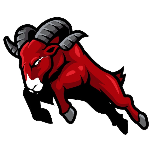 Ram boos mascotte logo ontwerp volledige lichaam