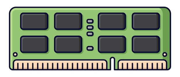 RAM-geheugen computer Computer RAM-icoon Random access geheugen Platte cartoon stijl Vector illustratie
