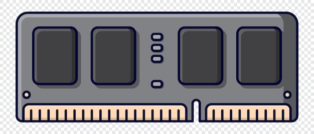 RAM-geheugen computer Computer RAM-icoon Random access geheugen Platte cartoon stijl Vector illustratie