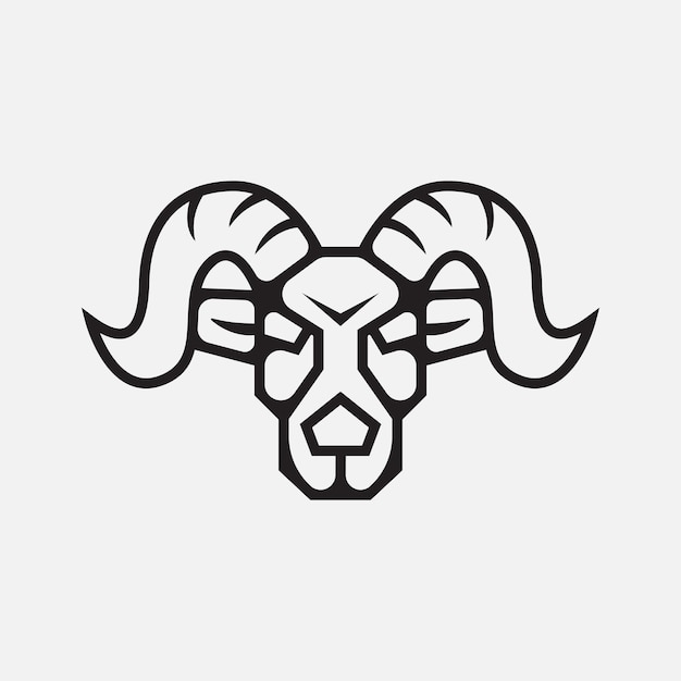 Ram geit hoofd tattoo logo concept