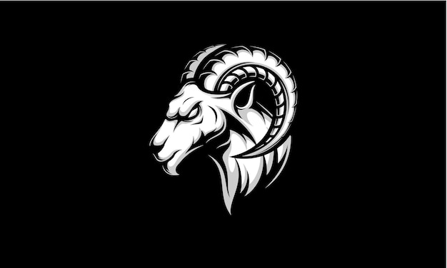 Vector ram head sport logo isolated on black