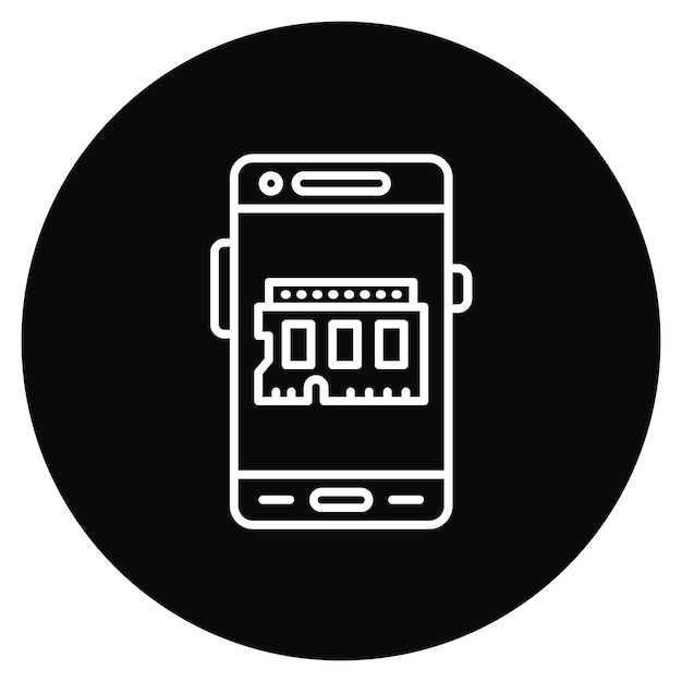 Векторное изображение значка RAM может быть использовано для разработки мобильных приложений