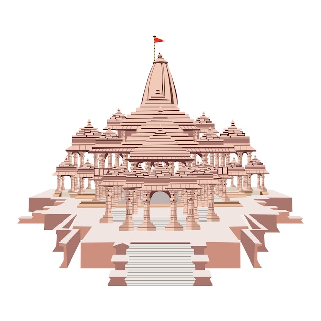 Vector ram mandir in ayodhya tempel plan ontwerp