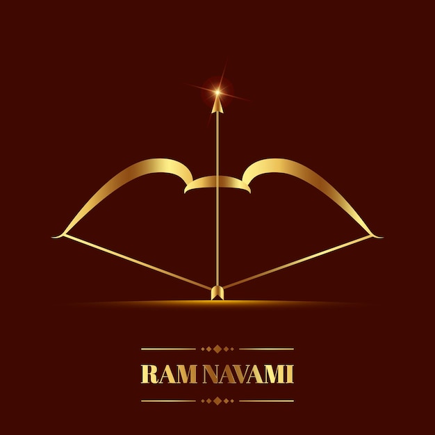 Vector ram navami golden bow arrow greeting design