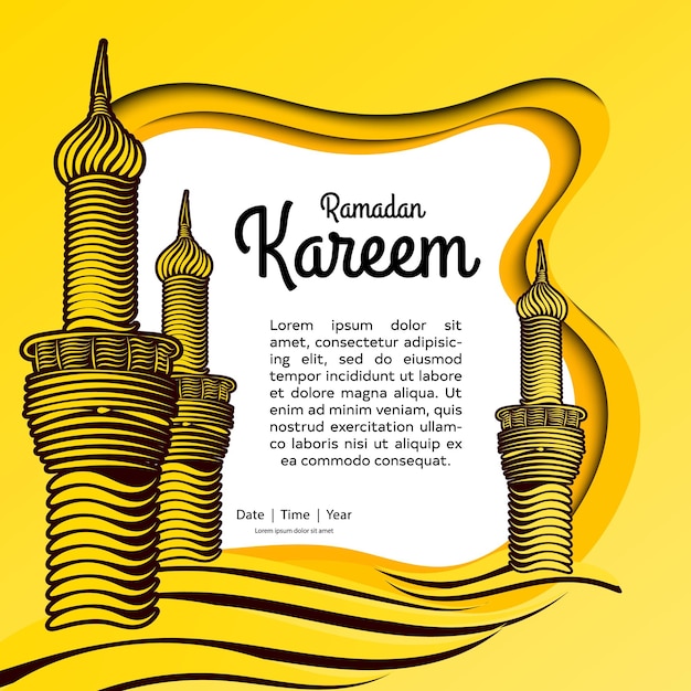 Ramaadan kareem paper art vector illustration