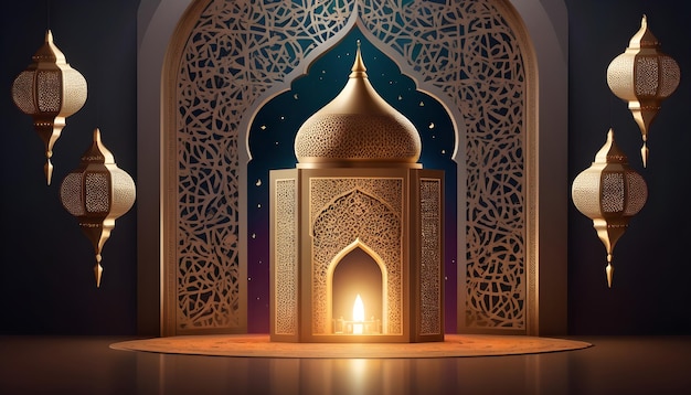 Vettore ramada kareem eid mubarak illustrazione sfondi