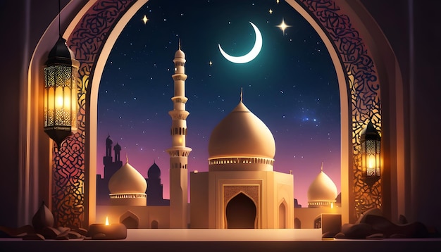 Ramada Kareem Eid Mubarak Illustration Background