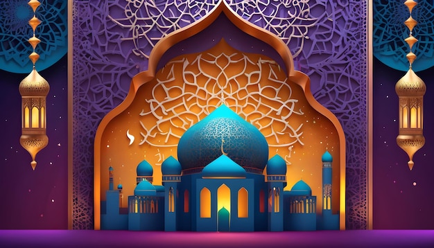 Ramada Kareem Eid Mubarak Illustration Background