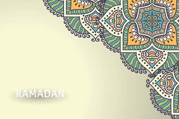 Sfondo di ramadam kareem con ornamenti mandala