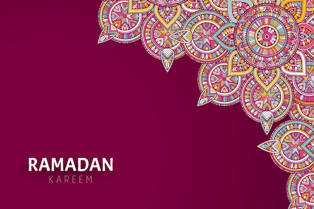 Vector ramadam kareem background with mandala ornaments