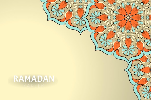 Sfondo di ramadam kareem con ornamenti mandala