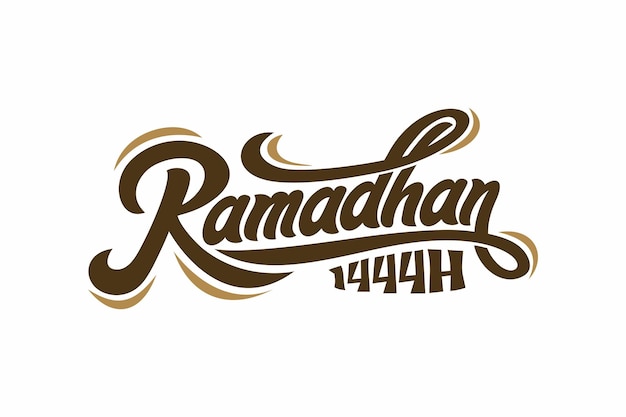 Ramadan 1444h calligraphy. Vector illustration. Handwritten greeting card, Ramadan 1444h typography