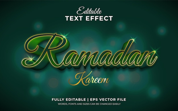 Vector ramadan 3d bewerkbaar teksteffect met luxe gouden thema