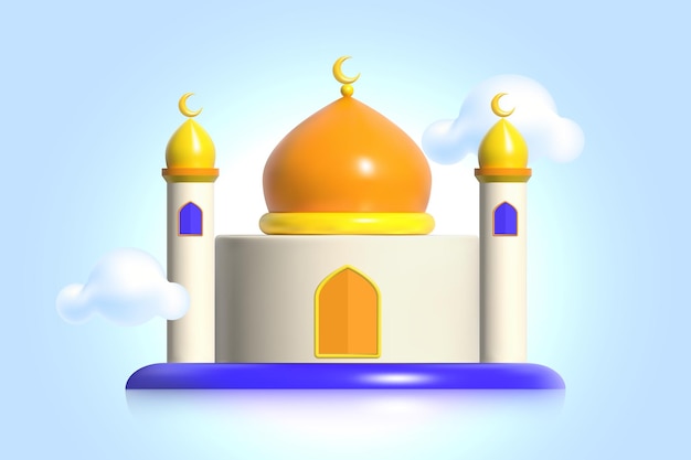 Vector ramadan 3d cute illustrations muslim holiday consept banner