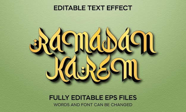 Vector ramadan 3d editable text effect