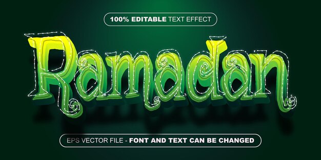 Вектор Рамадан 3d редактируемый текстовый эффект