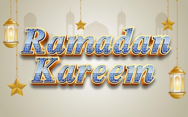 Effetto di stile di testo modificabile 3d ramadan