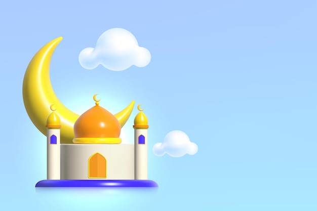 Ramadan 3D Leuke Illustraties Moslim Vakantie Concept Banner