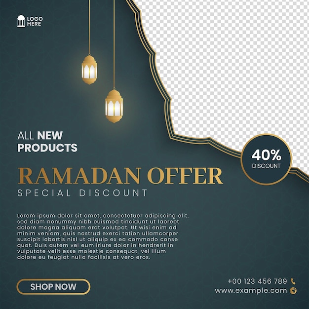 Ramadan Aanbieding Sale Banner Social Media Post met islamitisch Arabisch patroon en lege ruimte voor afbeelding