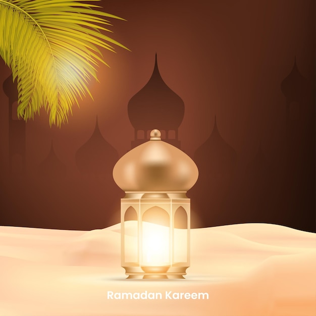 Ramadan achtergrond met gouden lamp