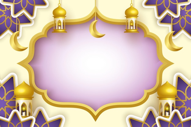 Ramadan achtergrond sjabloon met lantaarn en halve maan opknoping ornament ontwerp vector