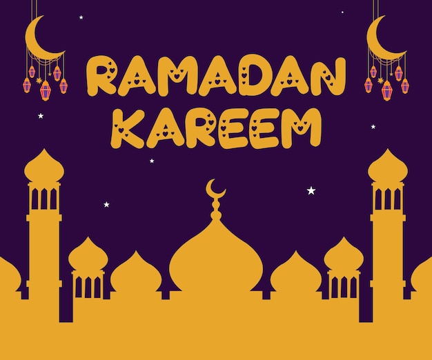 Ramadan-achtergrondontwerp Ster en maan met moskee-achtergrondsjabloon