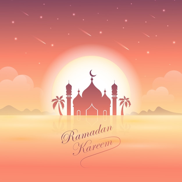 Ramadan mubarak creativo moschea typography