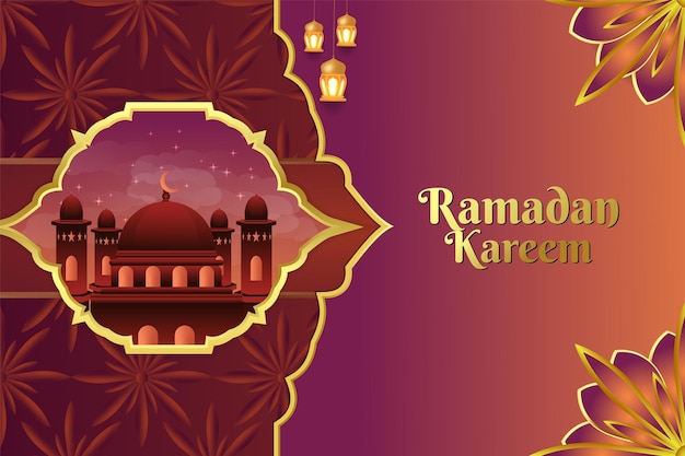 Vector ramadan background islamic style with red color