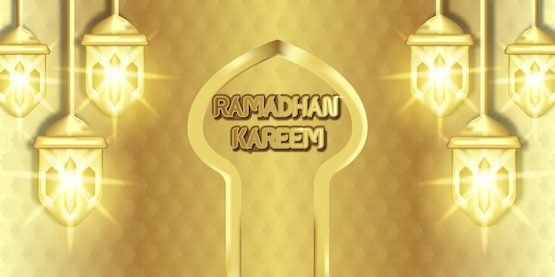Sfondo ramadan con colore oro adatto per biglietti di auguri e altri facili da modificare
