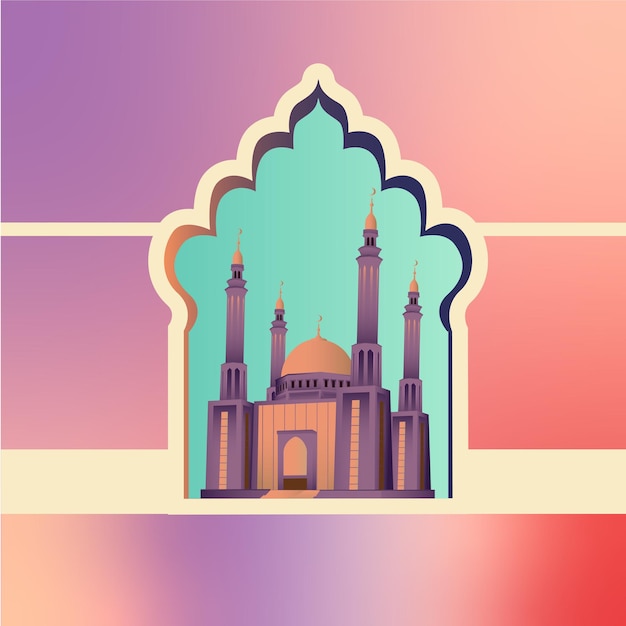 Vector ramadan background with islamic mosque