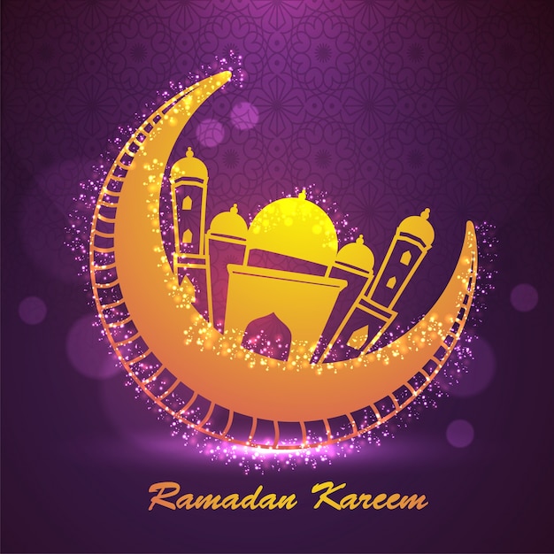 ramadan background with moon and mosque