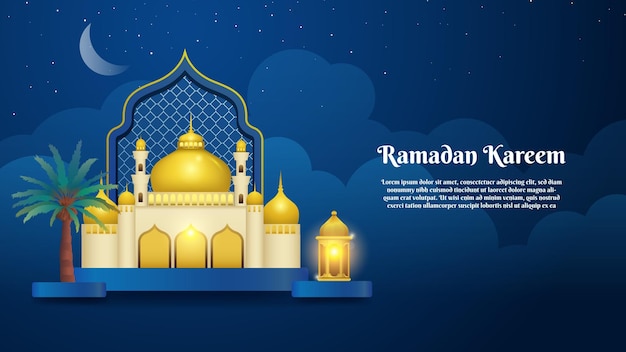 ramadan background with mosque and lantern prayer times in the month of Ramadan