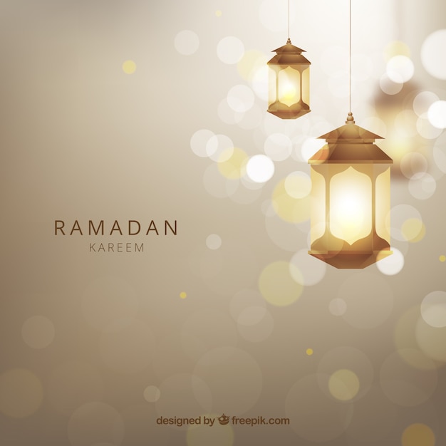 Ramadan background with realistic lamps