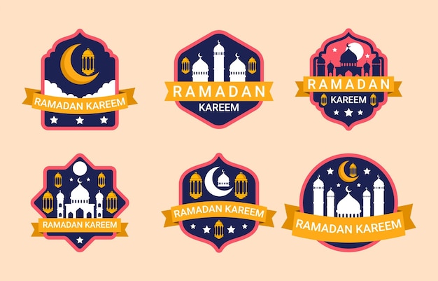 Vettore collezione di badge del ramadan