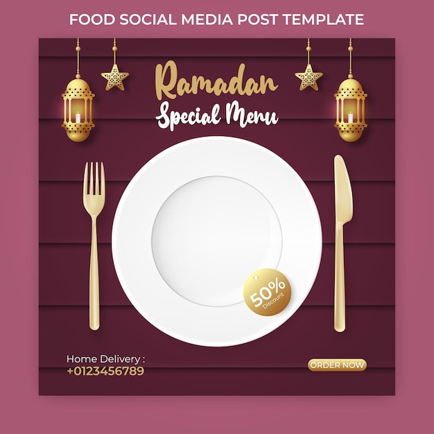 Vettore banner pubblicitari del ramadan. modello di post sui social media del ramadan