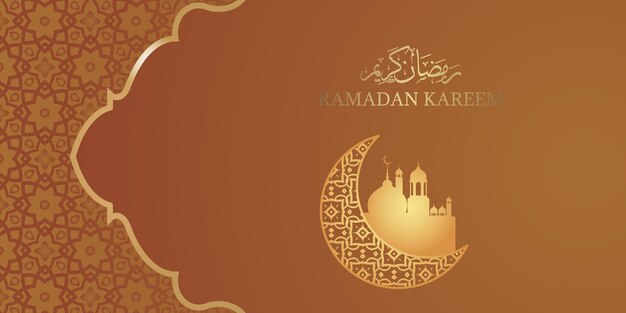 Ramadan banner background template with crescent moon