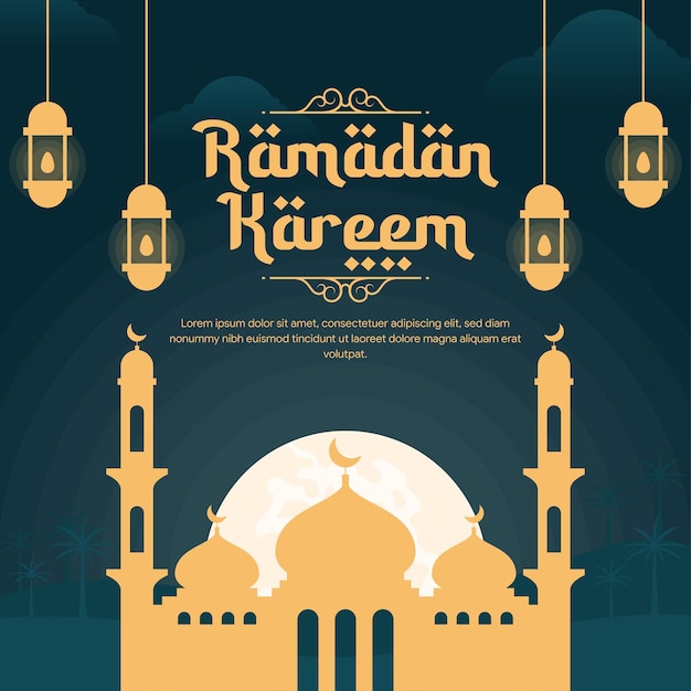 Ramadan banner illustratie in plat ontwerp