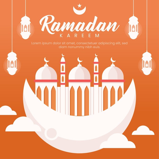 Ramadan banner illustratie in plat ontwerp