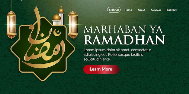 ramadan banner met gouden Arabische sjabloonontwerp