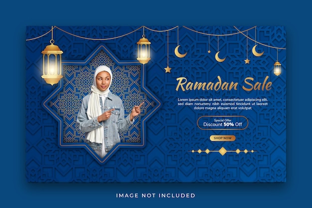 Ramadan banner sale social media post template