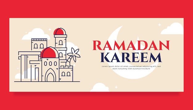 ramadan bannermalplaatje met moskeeillustratie